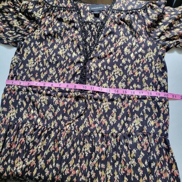 Sabina Musayev Revolve Womens S Mini Dress Floral Plunge Neckline Bell Sleeves - Picture 9 of 12